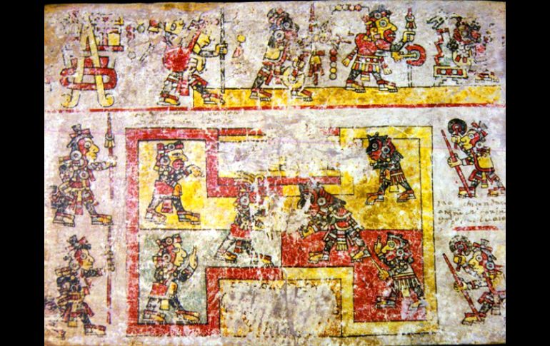 Una de las piezas de códices que por primera vez se agrupan en una edición facsimilar del Códice Colombino. EFE  /