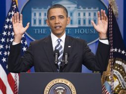 El presidente estadounidense durante una conferencia de prensa en la sala de prensa breifing Brady de la Casa Blanca. EFE  /