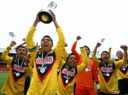 Jugadores del América, celebrando durante el juego final del torneo de futbol Sub 15. MEXSPORT  /