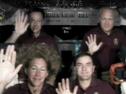 La tripulación del transbordador espacial Atlantis (LR) comandante Chris Ferguson, Magnus arena, Walheim Rex y Doug Hurley. NASA  /