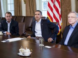 El presidente Barack Obama, reunido con líderes congresistas. EFE  /
