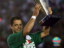 El jugador mexicano, Javier 'Chicharito' Hernández, celebra el triunfo de su Selección en Copa Oro. MEXSPORT  /