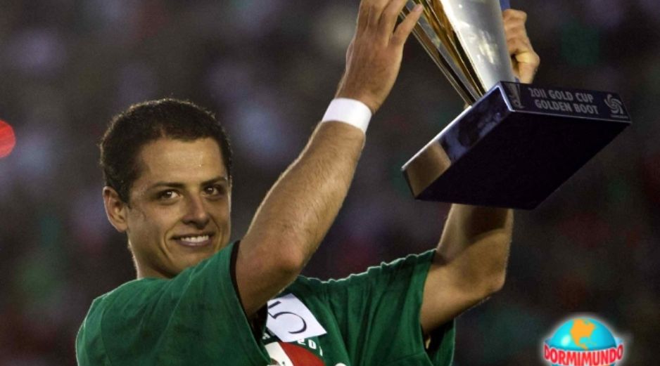 El jugador mexicano, Javier 'Chicharito' Hernández, celebra el triunfo de su Selección en Copa Oro. MEXSPORT  /