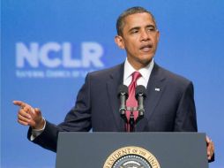 Barack Obama durante su primera intervención ante el Consejo Nacional de La Raza. AP  /