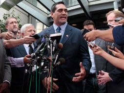 Kevin Mawae, presidente del NFL Players Association Executive Committee en la conferencia de hoy. AFP  /