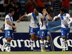 El equipo de Puebla durante el partido contra el Atlas. MEXSPORT  /