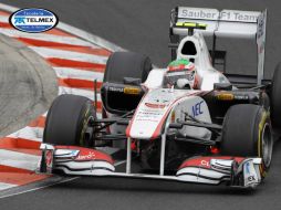 Sergio Pérez durante la sesión de clasificación que se celebró el día de hoy en Hungría. AFP  /
