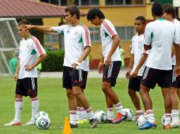 Jugadores de la Selección mexicana Sub-20, durante sesión de entrenamiento en Colombia. MEXSPORT  /