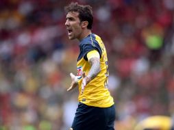 El delantero uruguayo, Vicente Sánchez, durante partido del Torneo Apertura ante el Toluca. MEXSPORT  /