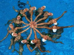 El equipo de nado sincronizado quiere vencer al tercer lugar, Brasil. MEXSPORT  /