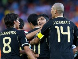 Jugadores de la Selección mexicana Sub-20, celebran triunfo ante Corea del Norte. MEXSPORT  /