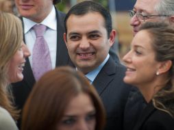 El titular de la Secretaría de Hacienda, Ernesto Cordero (c) durante el homenaje a Juan Manuel Santos. NTX  /