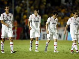 Jugadores de Toluca, durante juego de la semana tres del Torneo Apertura 2011. MEXSPORT  /