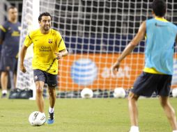 Xavi Hernández durante un entrenamiento del Barcelona en el estadio de los Vaqueros de Dallas. EFE  /