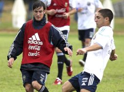 Jugadores de la Selección Sub-20 de Argentina, durante sesión de entrenamiento en Cartagena, previo al encuentro con Portugal. EFE  /