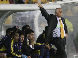 El entrenador de la selección colombiana Sub-20 durante el juego de cuartos de final contra México. EFE  /
