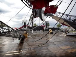 Vista de un escenario desplomado en el festival Pukkelpop en Kiewit, Bélgica. EFE  /