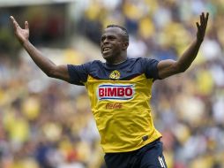 El atacante ecuatoriano, Christian Benítez, celebra gol durante partido ante Atlas. MEXSPORT  /