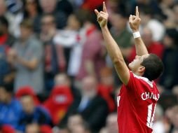 Javier 'Chicharito' Hernández anotó 20 tantos en la campaña anterior con el Manchester. MEXSPORT  /