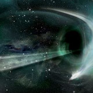 Estrella brilla mientras agujero la devora