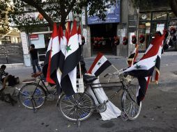 La bandera de la nación siempre ondeante durante las protestas. AFP  /
