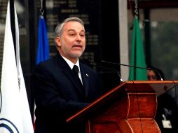 El gobernador, Emilio González, durante la ceremonia del encendido de la Antorcha Olímpica. NTX  /