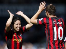 Dzeko celebra un gol ante el Tottenham en la liga premier inglesa. AP  /