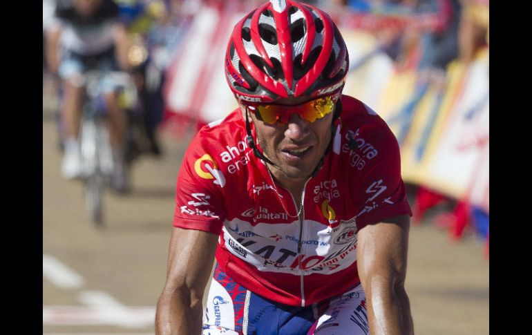 El ciclista Joaquim Purito Rodríguez (Katusha) cruza la meta de la novena etapa de la Vuelta a España. EFE  /
