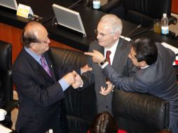 Los Senadores, Graco Ramírez, Francisco Labastida y Ruben Camarillo, durante la Instalación de la Sesión Ordinaria. NTX  /