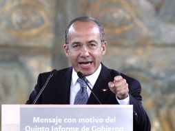 Aunque resaltó notables mejoras en varias áreas, el Presidente Felipe Calderón reconoció que retos en desigualdad. EL UNIVERSAL  /