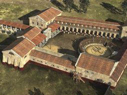 La imagen muestra una recreación informática de la escuela de gladiadores cuyos cimientos han sido descubiertos en Austria. EFE  /