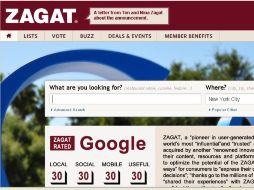 Zagat fue fundada hace más de 30 años. Imagen de la página oficial de Zagat. ESPECIAL  /