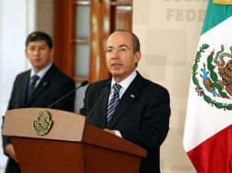 El Presidente Felipe Calderón durante el anuncio de los cambios en su gabinete. NTX  /