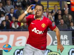 Javier 'Chicharito' Hernández celebra el primer gol a los cinco minutos de iniciado el encuentro. AP  /