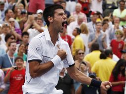 Djokovic celebra su triunfo en el US Open de Tenis en Estados Unidos. AP  /