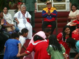 Líderes wayúu, jivi y cumanagoto invocaron a sus ancestros para pedir la pronta recuperación del mandatario. EFE  /