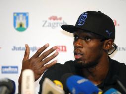 Usain Bolt durante la conferencia que dio en Zagreb, Croacia. REUTERS  /