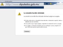 Pantalla de error que se muestra al intentar ingresar a diputados.gob.mx. ESPECIAL  /