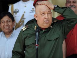 El mandatario venezolano durante la ceremonia de bienvenida a Evo Morales. AFP  /