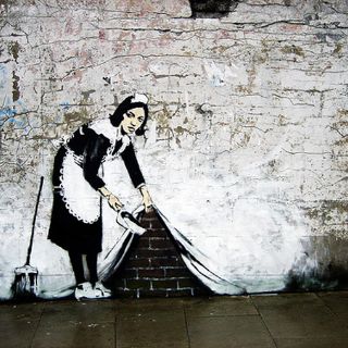 Un mural recuperado de Banksy, centro de una muestra en Berlín