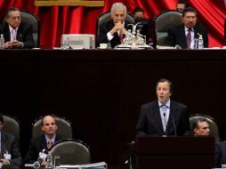 José Antonio Meade durante la comparecencia de hoy ante la Cámara baja. EL UNIVERSAL  /