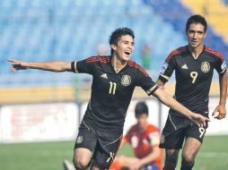 Ulises Dávila festeja un gol en las calificaciones para el Mundial Sub-20, ante Guatemala, en abril de este mismo año. EFE  /