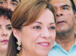 La diputada con licencia, Josefina Vázquez Mota, durante el aniversario luctuoso de Manuel Clouthier, en Mexicali. EL UNIVERSAL  /