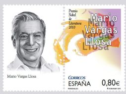 Mario Vargas Llosa, Premio Nobel de Literatura 2010 viajará por el mundo a través de su sello postal. EFE  /