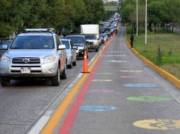 Así lució la prueba realizada hoy de carril panamericano en Lázaro Cárdenas, de Carretera a Chapala al Mercado de Abastos.  /
