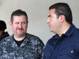 El secretario de Seguridad, Luis Carlos Nájera, y el alcalde de Zapopan, Héctor Vielma, llegaron a un acuerdo sobre videovigilancia.  /