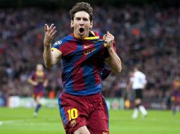 El jugador, Lionel Messi, anotó dos goles en el partido que se jugó contra Santander.MEXSPORT  /