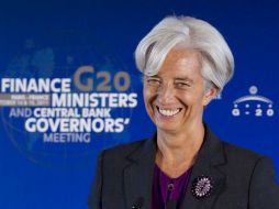 La directora gerente del FMI, Christine Lagarde, durante una conferencia de prensa tras la reunión de ministros de Finanzas del G20.EFE  /