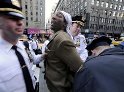Este sábado también fueron arrestados en Nueva York varios manifestantes durante la gran marcha mundial. EFE  /