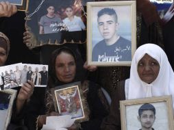 Mujeres protestan por presos no liberados en el canje del soldado Guilad Shalit cautivo desde 2006. EFE  /